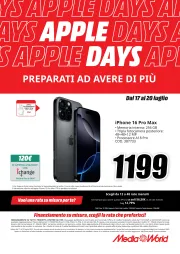 mediaworld - Volantino Mediaworld - Apple Days valido dal 17/07 al 20/07