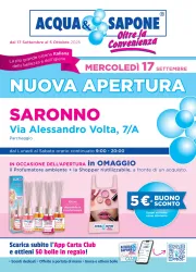 acqua-e-sapone - Volantino Acqua e Sapone - Nuova apertura Saronno valido dal 17/09 al 05/10