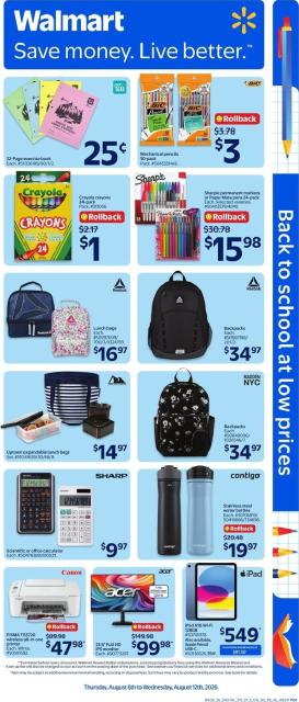 walmart - Walmart - Back to School Flyer Valid from 2026-08-06 to 2026-08-12