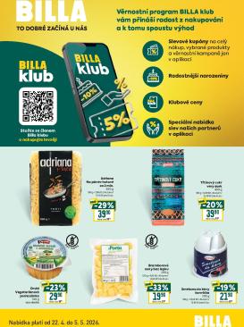 billa - Aktuální Billa - Klub leták platný od středy 22.04.2026 do úterý 05.05.2026