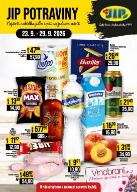 jip - JIP - České Budějovice, Most, Svoboda nad Úpou, Náchod, Sušice leták na příští týden od středy 23.09.2026 do úterý 29.09.2026