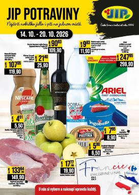 jip - JIP - České Budějovice, Most, Svoboda nad Úpou, Náchod, Sušice leták na příští týden od středy 14.10.2026 do úterý 20.10.2026