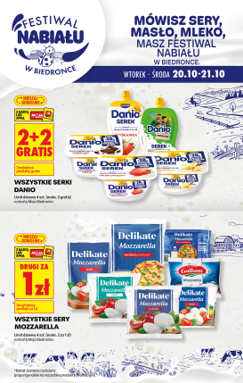 biedronka - Aktuální Biedronka - Festiwal nabiału leták platný od úterý 20.10.2026 do středy 21.10.2026