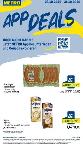 metro - Metro - App Deals Prospekt nächste Woche – von Montag 26.10.2026 bis Samstag 31.10.2026