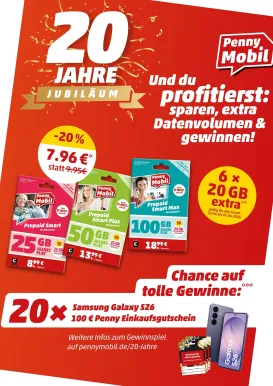penny - PENNY - Congstar: 20 Jahre Jubiläum! Prospekt – von Sonntag 24.05.2026 bis Montag 25.05.2026