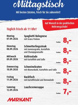 markant-freu-dich-drauf - Markant Freu Dich Drauf - Mittagstisch Prospekt nächste Woche – von Montag 07.09.2026 bis Samstag 12.09.2026