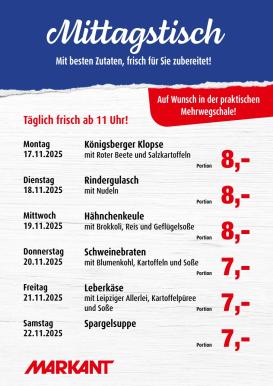 markant-freu-dich-drauf - Markant Freu Dich Drauf - Mittagstisch-Prospekt gültig vom 17.11. bis 22.11.
