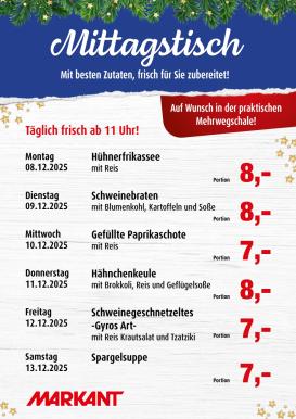 markant-freu-dich-drauf - Markant Freu Dich Drauf - Mittagstisch-Prospekt gültig vom 08.12. bis 13.12.