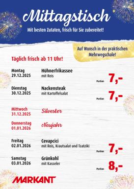 markant-freu-dich-drauf - Markant Freu Dich Drauf - Mittagstisch-Prospekt gültig vom 29.12. bis 03.01.