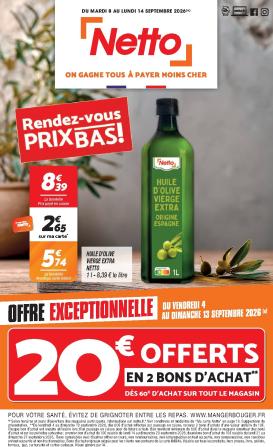 netto - Flyer Netto - Rendez-vous Prix Bas pour la semaine prochaine du du mardi 08/09/2026 au du lundi 14/09/2026