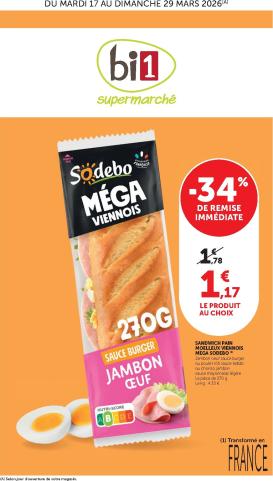 bi1 - Catalogue Bi1 Supermarché - Chaource, Voujeaucourt, Lavans-les-Saint-Claude, Salins-les-Bains, La Pacaudière, Lormes, Saint-Pierre-le-Moûtier, La Clayette, Louhans, Verdun-sur-le-Doubs, Ancy-le-Franc, Bléneau valable du 17/03/2026 au 29/03/2026