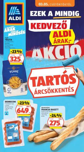 aldi - Aktuális Aldi - Tartós árcsökkentés flyer szórólap érvényes csütörtöktől 2026.03.05.-től vasárnaptól 2026.05.31.-ig