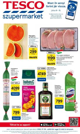 tesco - A jövőbeli Tesco Szupermarket akciós újság csütörtöktől 2026.07.09.-tól szerdától 2026.07.15.-ig érvényes.