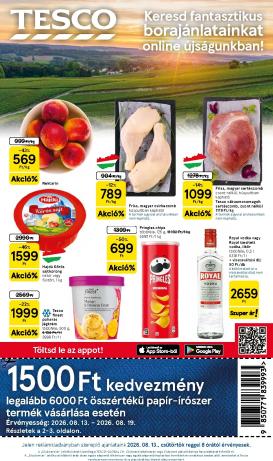 tesco - A jövőbeli Tesco akciós újság csütörtöktől 2026.08.13.-tól szerdától 2026.08.19.-ig érvényes.