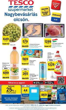 tesco - A jövőbeli Tesco szupermarket akciós újság csütörtöktől 2026.08.27.-tól szerdától 2026.09.02.-ig érvényes.