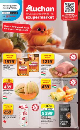 auchan - A jövőbeli Auchan szupermarket akciós újság csütörtöktől 2026.07.09.-tól szerdától 2026.07.15.-ig érvényes.