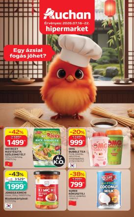 auchan - A jövőbeli Auchan Hipermarket - Ázsiai ajánlataink akciós újság csütörtöktől 2026.07.16.-tól szerdától 2026.07.22.-ig érvényes.