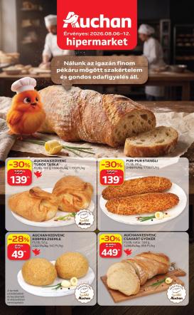 auchan - A jövőbeli Auchan Hipermarket - Péksütemények akciós újság csütörtöktől 2026.08.06.-tól szerdától 2026.08.12.-ig érvényes.