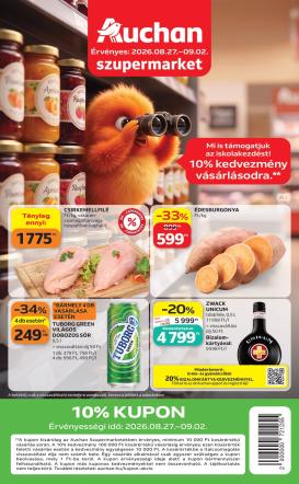 auchan - A jövőbeli Auchan szupermarket akciós újság csütörtöktől 2026.08.27.-tól szerdától 2026.09.02.-ig érvényes.