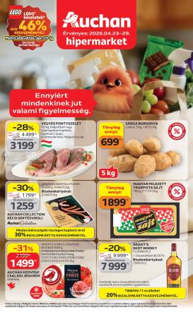 auchan - A jövőbeli Auchan Hipermarket akciós újság csütörtöktől 2026.04.23.-tól szerdától 2026.04.29.-ig érvényes.