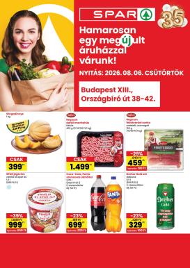 spar - SPAR - Bp. XIII. Országbíró út újranyitás hirdetmény a következő hétre csütörtöktől 2026.08.06.-tól szerdától 2026.08.12.-ig