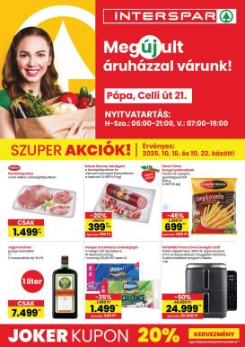 spar - INTERSPAR - Pápa üzlet megújulás akciós újság, érvényes 10.16. - 10.22.
