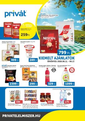 privat-elelmiszer - A jövőbeli Privát - Bács-Kiskun, Békés, Csongrád-Csanád, Tolna, Baranya, Somogy vármegye akciós újság csütörtöktől 2026.06.11.-tól szerdától 2026.06.17.-ig érvényes.
