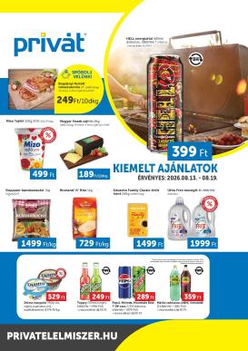 privat-elelmiszer - A jövőbeli Privát - Bács-Kiskun, Békés, Csongrád-Csanád, Tolna, Baranya, Somogy vármegye akciós újság csütörtöktől 2026.08.13.-tól szerdától 2026.08.19.-ig érvényes.