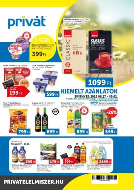 privat-elelmiszer - A jövőbeli Privát akciós újság csütörtöktől 2026.08.27.-tól szerdától 2026.09.02.-ig érvényes.