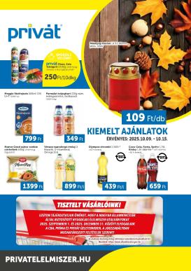 privat-elelmiszer - Privát - Bács-Kiskun, Békés, Csongrád-Csanád, Tolna, Baranya, Somogy vármegye akciós újság, érvényes 10.09. - 10.15.