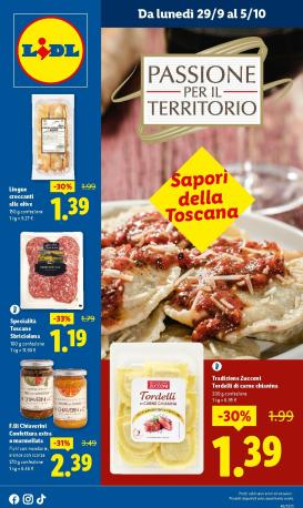 lidl - Volantino Lidl - Sapori della Toscana valido dal 29/09 al 05/10