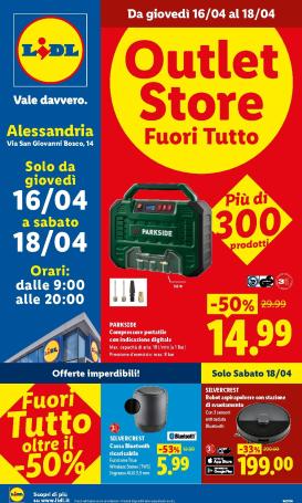 lidl - Volantino Lidl - Outlet Store Alessandria per la prossima settimana dal giovedì 16/04/2026 al sabato 18/04/2026