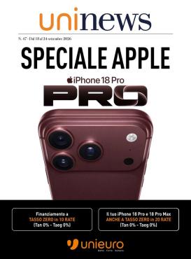 unieuro - Volantino attuale di Unieuro - Speciale Apple valido dal venerdì 18/09/2026 al giovedì 24/09/2026