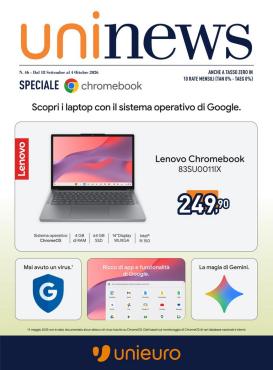 unieuro - Volantino attuale di Unieuro - Speciale Chromebook valido dal venerdì 18/09/2026 al domenica 04/10/2026