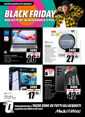 mediaworld - Volantino Mediaworld - BLACK FRIDAY valido dal 20/11 al 01/12
