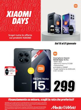mediaworld - Volantino Mediaworld - Xiaomi Days valido dal 15/01 al 21/01