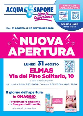 acqua-e-sapone - Volantino attuale di Acqua e Sapone - Nuova Apertura Elmas valido dal lunedì 31/08/2026 al domenica 20/09/2026
