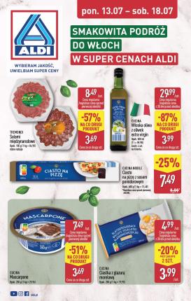 aldi - Nowa gazetka ALDI - Smakowita podróż do Włoch ważna od 13.07.2026 do 18.07.2026