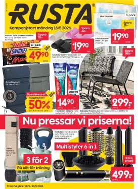 rusta - Aktuellt Rusta reklamblad från måndag, 18/05/2026 till söndag, 24/05/2026