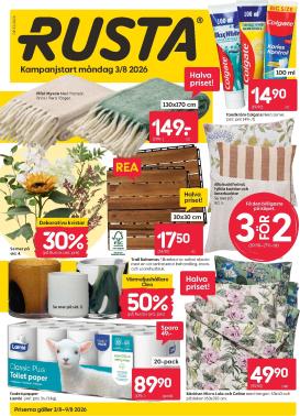 rusta - Aktuellt Rusta reklamblad från måndag, 03/08/2026 till söndag, 09/08/2026