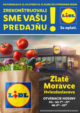 lidl - Leták Lidl - Nová predajňa v Zlatých Moravciach platný od 15.12. do 24.12.
