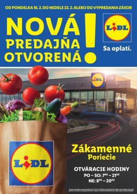 lidl - Leták Lidl - Nová predajňa v Zákamennom platný od 16.02.2026 do 22.02.2026