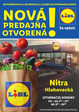 lidl - Leták Lidl - Nová predajňa v Nitre platný od 16.03.2026 do 22.03.2026