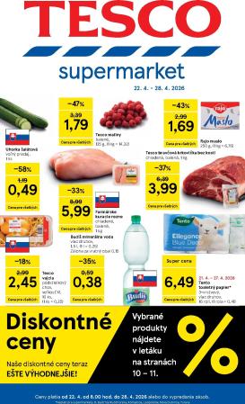 tesco - Nový leták Tesco supermarket od stredy, 22.04.2026 do utorka, 28.04.2026