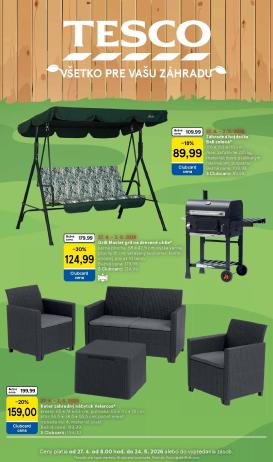 tesco - Aktuálny leták Tesco - Všetko pre vašu záhradu od pondelka, 27.04.2026 do nedele, 24.05.2026