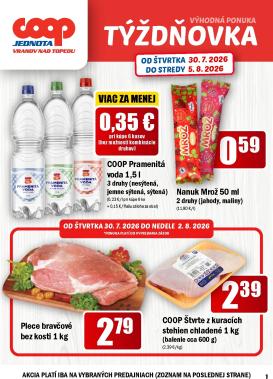 coop-jednota - Aktuálny COOP Jednota - Vranov nad Topľou leták od štvrtka, 30.07.2026 do stredy, 05.08.2026
