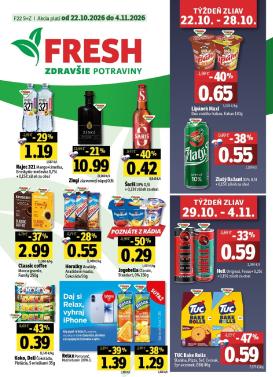 fresh - Nový Fresh - Stredné a západné Slovensko leták od štvrtka, 22.10.2026 do stredy, 04.11.2026