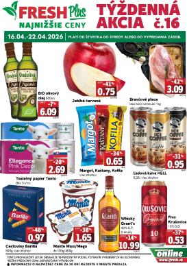 fresh - Nový leták Fresh - Plus platný od štvrtka, 16.04.2026 do stredy, 22.04.2026