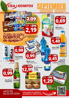cba - Nový CBA - Super ceny leták od utorka, 01.09.2026 do stredy, 30.09.2026