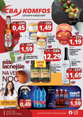 cba - Leták CBA Komfos - Veľkonočná výhodná ponuka platný od 27.03.2026 do 07.04.2026